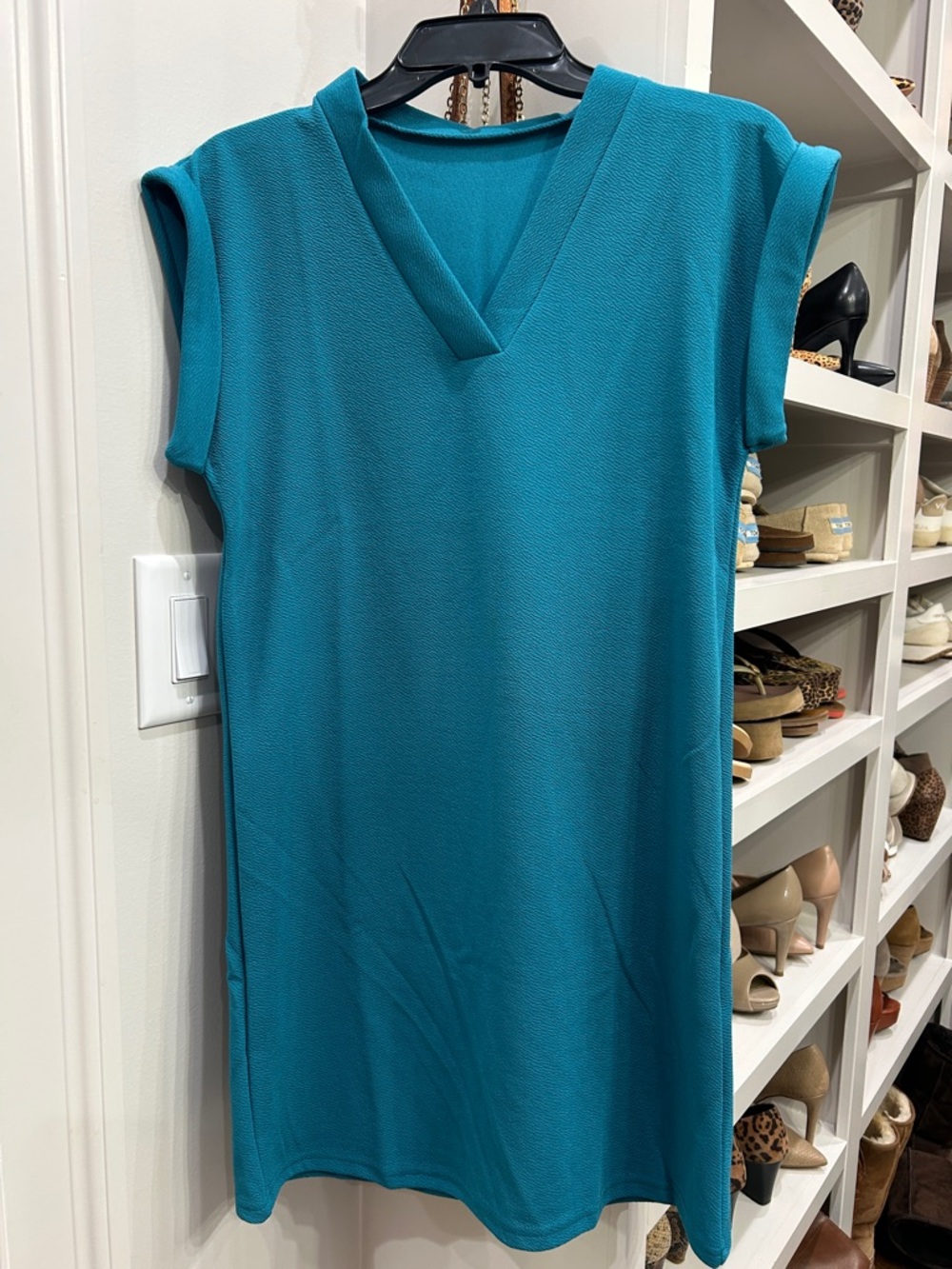 Teal V-Neck Shift Dress.  New without tags.  Excellent condition